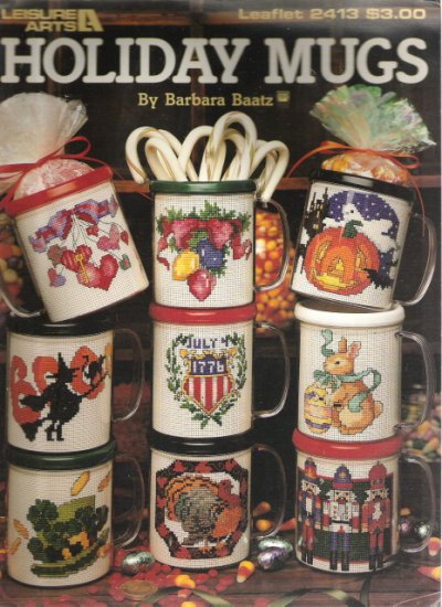 Leisure Arts Leaflet 2413 Holiday Mugs Cross Stitch Book