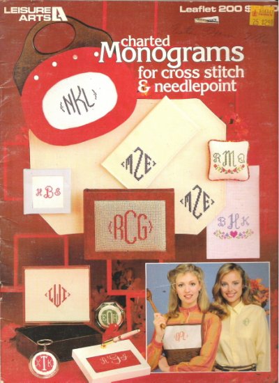 Leisure Arts Leaflet 200 Charted Monograms for Cross Stitch and Needlepoint