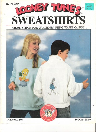 Looney Tunes Sweatshirts Cross Stitch for Garments using Waste Canvas