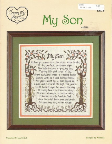 Cross My Heart My Son Poem Cross Stitch Leaflet