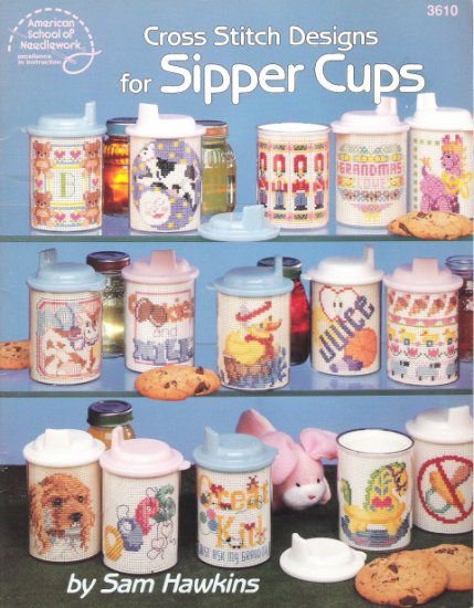American School of Needlework #3610 Cross Stitch Designs for Sipper Cups