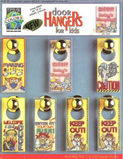 Cross Stitch on Plastic Canvas Door Hangers for Kids