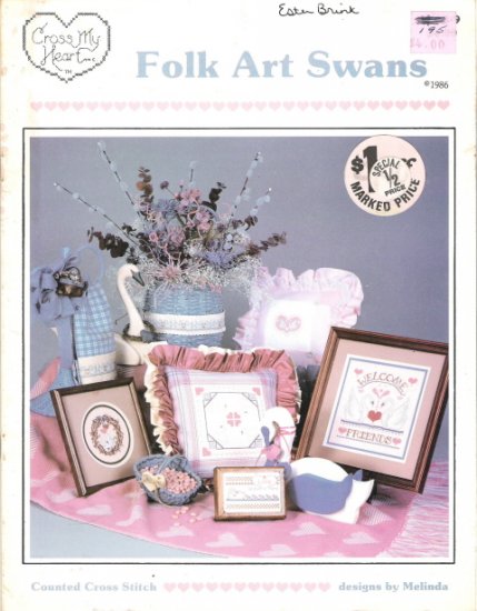 Cross My Heart Folk Art Swans Cross Stitch Book