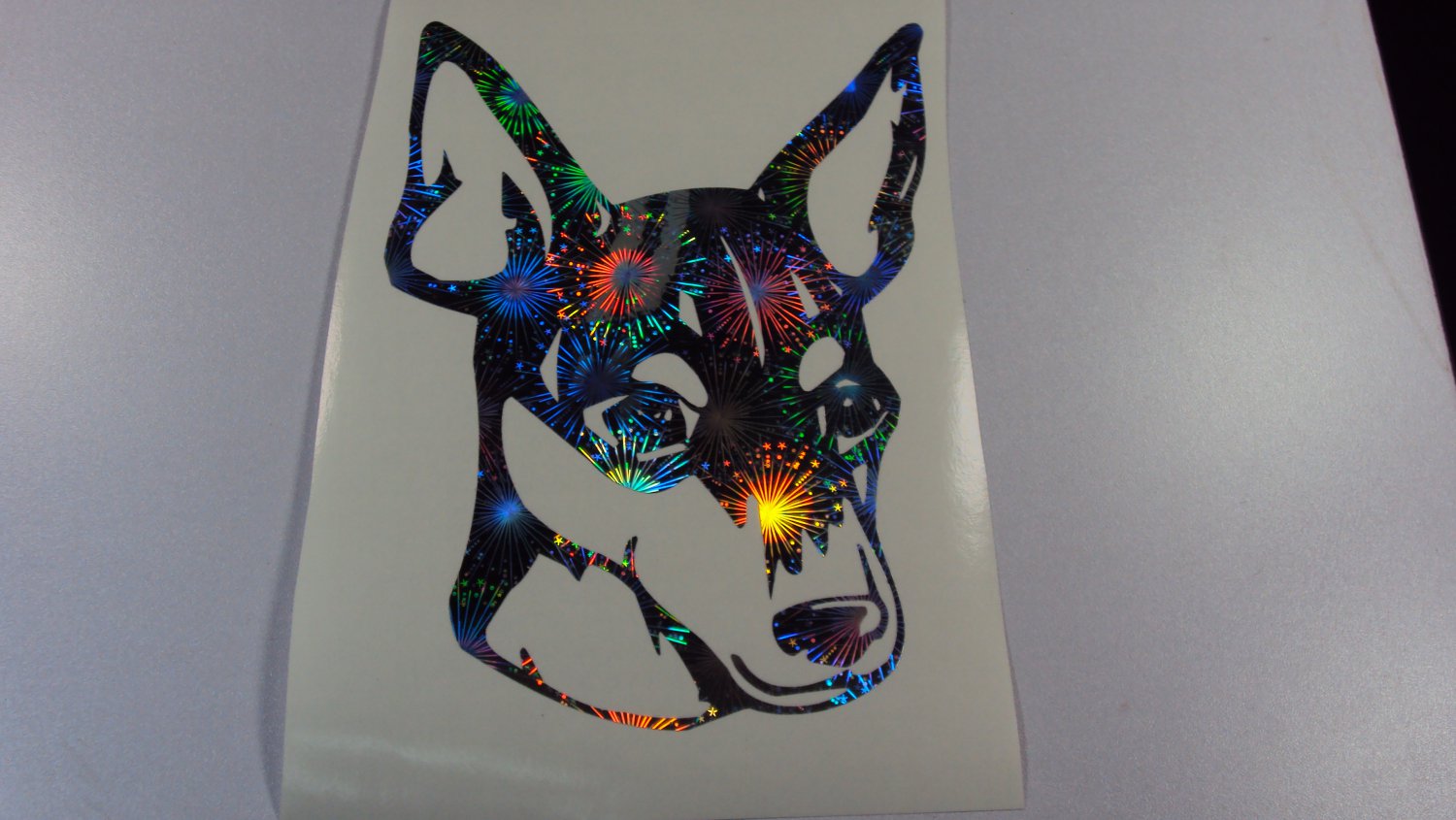 Toy Fox Terrier Dog Breed Holographic Fireworks Vinyl Car Window Laptop Decal