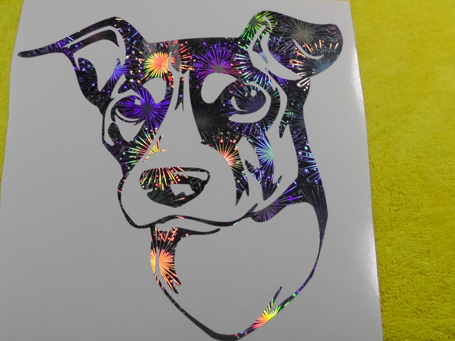 Brazilian Terrier Fox Paulistinha Dog Breed Holographic Fireworks Vinyl Car Window Laptop Decal