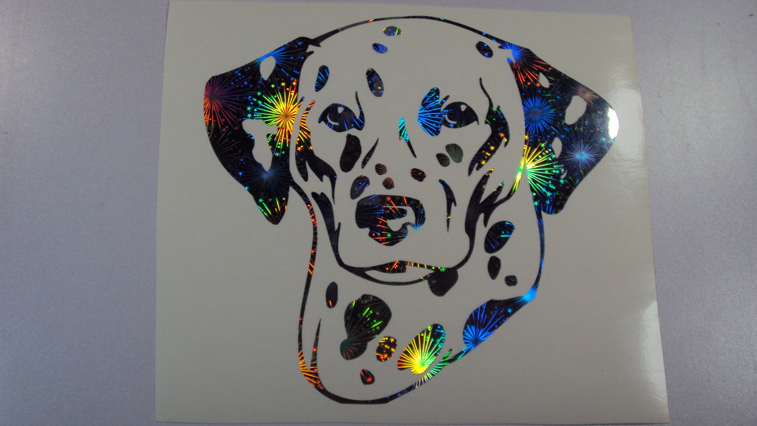 Dalmatian Dog Breed Holographic Fireworks Vinyl Car Window Laptop Decal