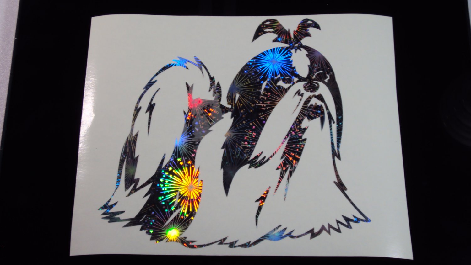 Shih Tzu Dog Breed Holographic Fireworks Car Window Laptop Decal
