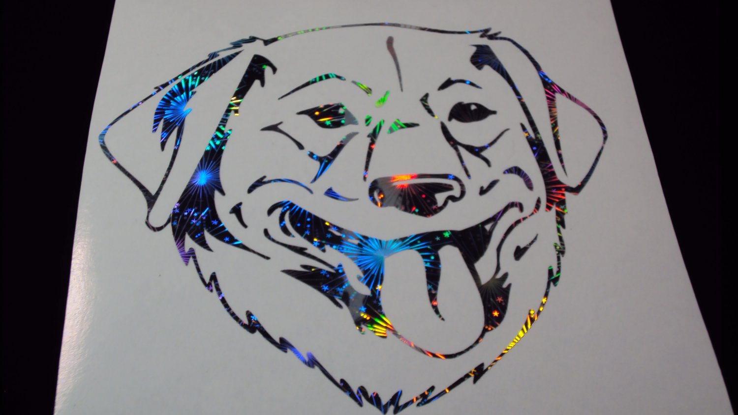 Golden Retriever Dog Breed Lab Labrador Holographic Fireworks Car Window Laptop Decal Sticker