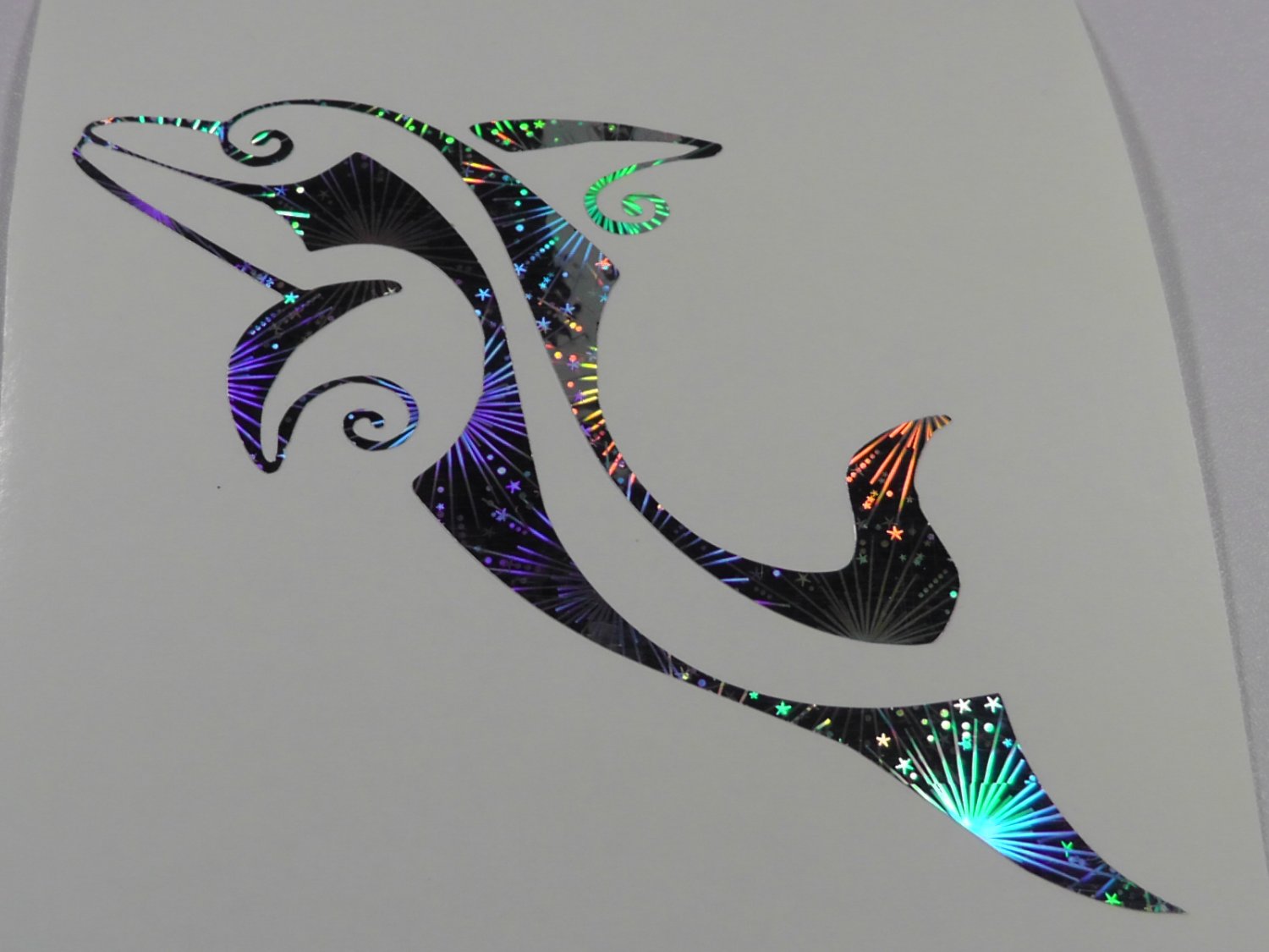 Tribal Dolphin Holographic Fireworks Car Window Laptop Decal Sticker