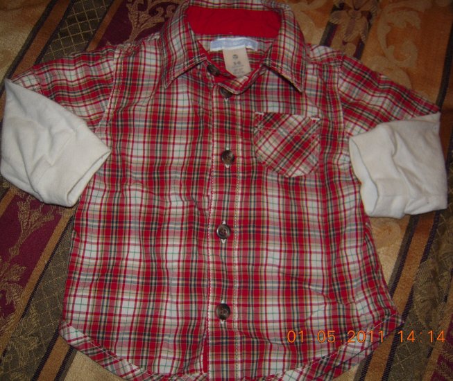 Old Navy Infant 2-in-1 Plaid Shirt 3-6M