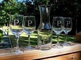 Wine glass set Hand etched!