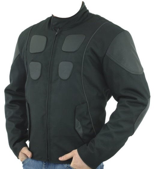 Mens Motorcycle Biker Racer Leather CORDURA Padded Jacket with Reflective Stripe