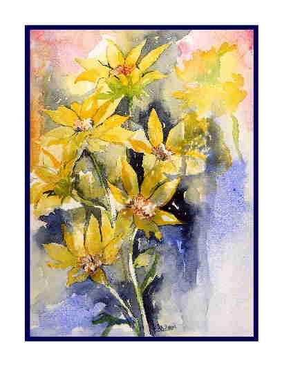 Watercolor Arrowleaf Balsamroot Flower Notecards Note cards Set of Eight