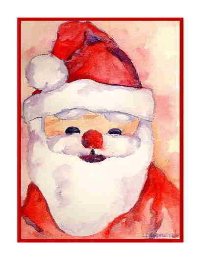 Eight Watercolor Christmas Santa Claus Greeting Note Cards Notecards