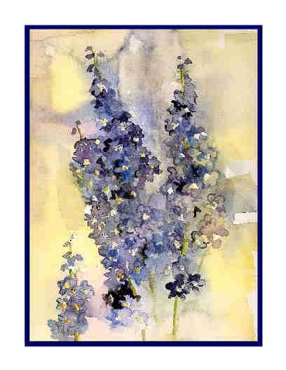 8 Watercolor Delphiniums Greeting Note Cards Notecards