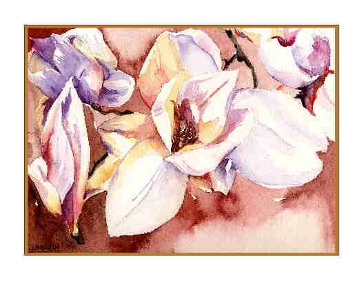 8 Watercolor White Magnolia Greeting Note Cards Notecards