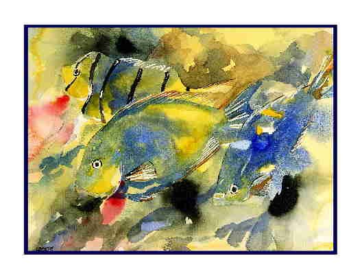 8 Watercolor Tropical Fish Greeting Note Cards Notecards