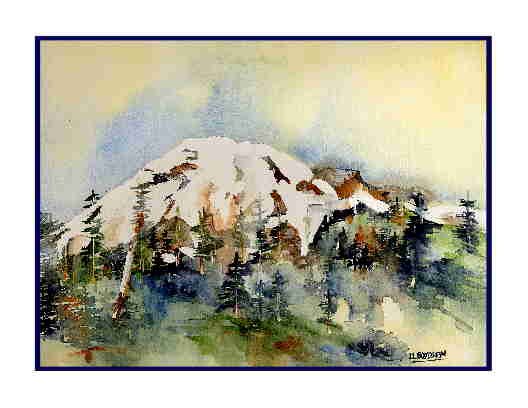Watercolor Mount Adams Greeting Note Cards Notecards