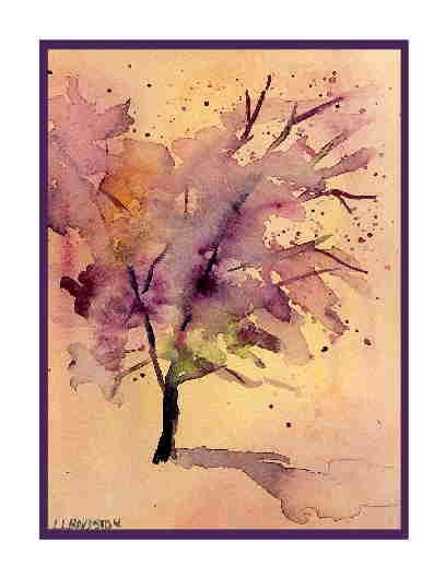Set of Eight Watercolor Forsaken Tree Greeting Notecards Note Cards