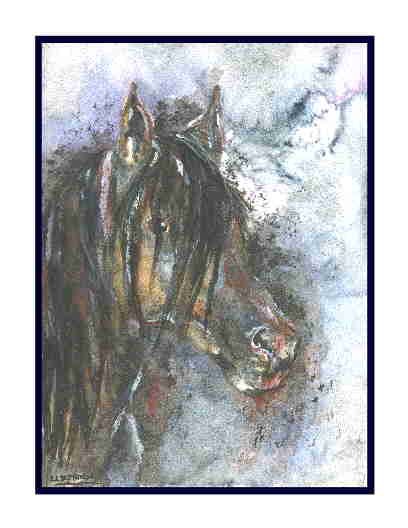 Watercolor, Acrylic, Ink, Mixed Media Arabian Horse Set of 8 Notecards Greeting Note Cards