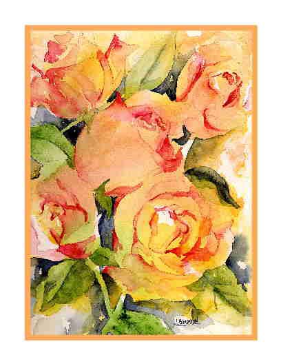 8 Watercolor 5 Roses Note Cards Notecards