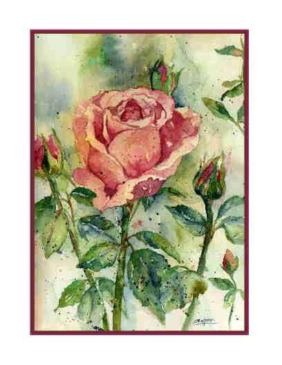 8 Watercolor Kiss From a Rose Notecards Note Cards