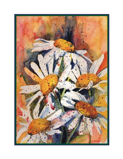 8 Watercolor Five Daisies Notecards Note Cards