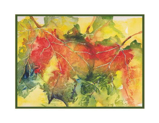 Watercolor Grape Leaves Note Cards