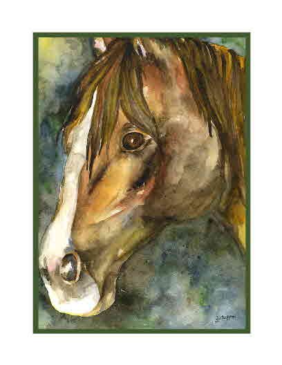 Set of 8 Watercolor Quarter Horse Note Cards