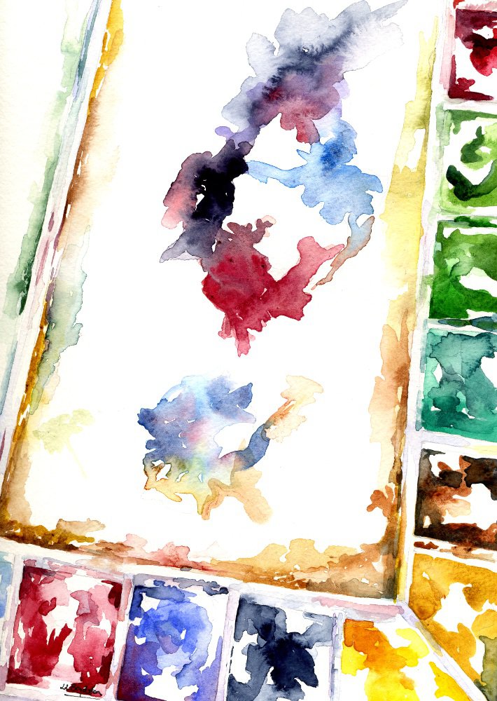Original Watercolor Painter's Palette Painting