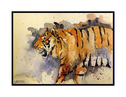 Set of Eight Watercolor Tiger Greeting Notecards Note Cards