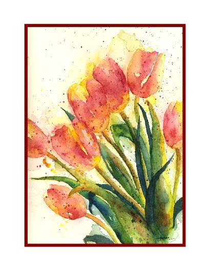 Watercolor Tulip Bouquet Note Cards