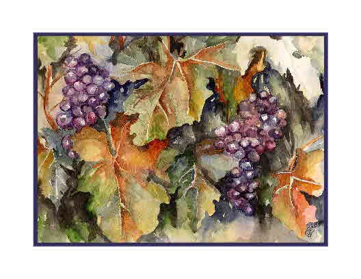 Watercolor Before Crush Grape Note Cards