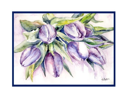 Watercolor Blanket of Tulips Note Cards