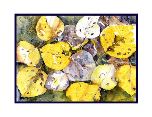Fall Aspen Leaves Watercolor Note Cards