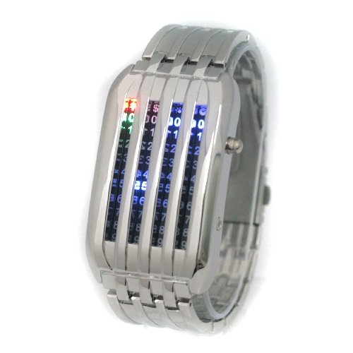 (FREE SHIPPING WITH TRACKING) Silver Mens Meteor Shower 44 Multicolored LED Wrist Watch