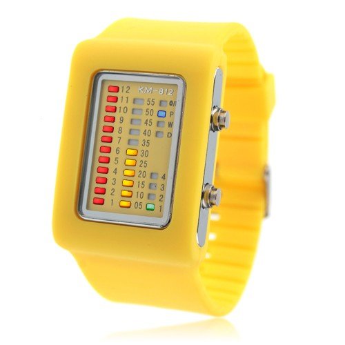 11 COLOR CHOICE - UNISEX Binary Silicon LED Wrist Watch ( Yellow ) FASHION MUST HAVE