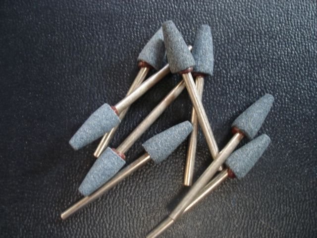 (10 pcs) NOS- Mounted Wheels Made in U.S.A. by NORTON CO - (J2 1/8X1-1/2) Cone Shape (Fits Dremel)