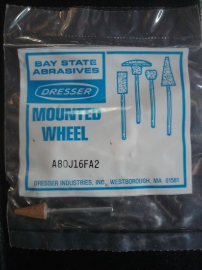 (10 pcs) NOS Mounted Wheels -U.S.A.- Bay State Abrasives - (J2 1/8X1-1/2) Cone Shape (Fits Dremel)