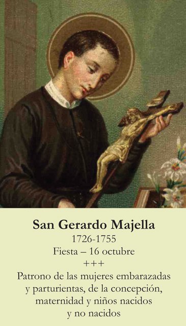 *SPANISH* St. Gerard Prayer Card (Patron of Pregnancy/Motherhood) PC#438