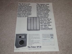 Fisher XP-10 Speaker Ad, Specs, Article, 1964