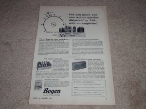Bogen DB20df Tube Amp Ad,1955,DO30a,Articles, Specs