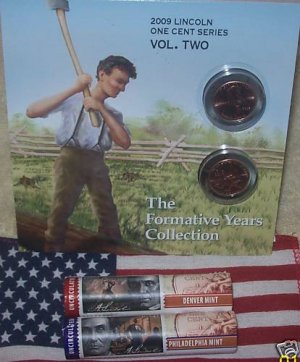 2-ROLLS 09 LINCOLN PENNY P&D LP2 FORMATIVE YRS+BOOKLET