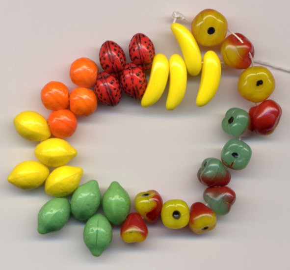 Glass Beads Fruit Salad Mix Great for Carmen Miranda 32 Pcs