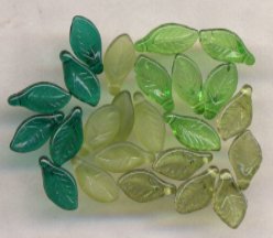 Green, Emerald Green, Olive, Olive MattGlass Leaves Beads