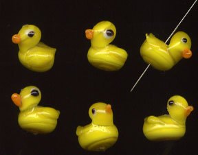QUACK! 6 Easter Chicks or Rubber Duck Glass Beads