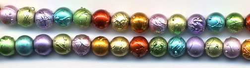 Easter Pastel Spring Colors Drizzle Round Glass Beads 6mm