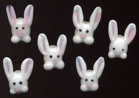 Easter Bunny Rabbit Lampwork Glass Beads 6 pcs