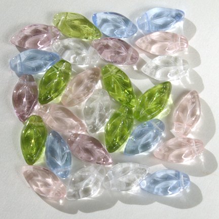 Spring Easter Colors Leaves Mix Czech Glass