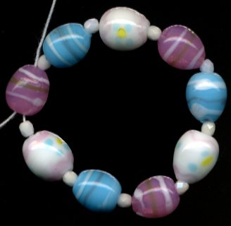 Easter Egg Lampwork Glass Beads Pastel Colors Cute